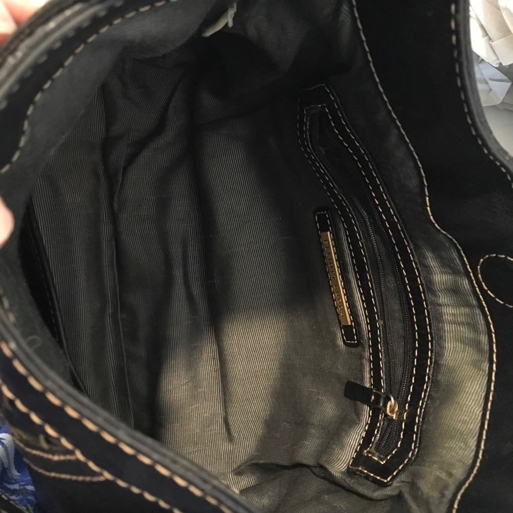 Elliott Lucca black leather hobo with gold hardware soft woven detail purse - Picture 9 of 10